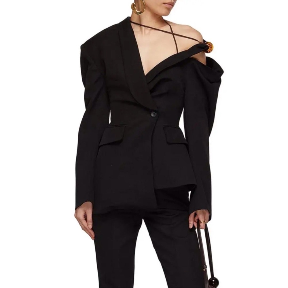 Stylish Black Asymmetrical Blazer